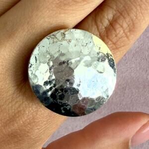 sterling silver chunky hammered scroll ring size 9.25